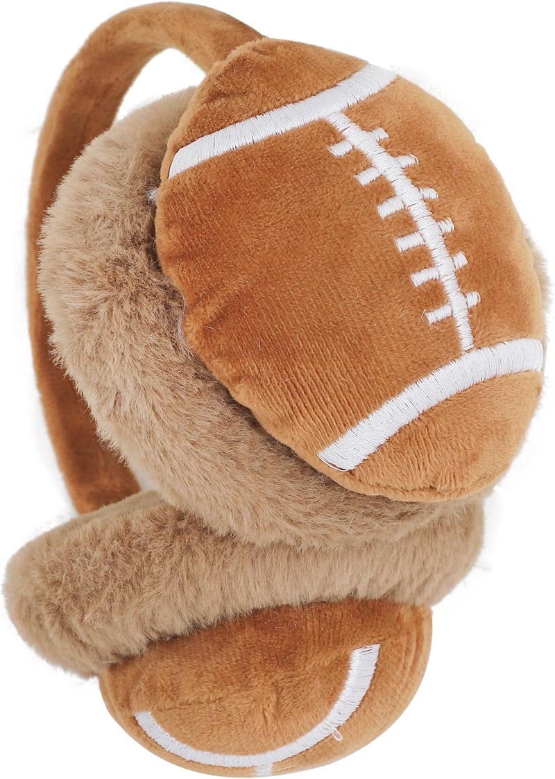 BXT Kids Plush Football Soccer Earmuffs Winter Warm Outdoor Ear Covers Headband Cold Weather Fur Earwarmer for Ski Cycling - Image 5